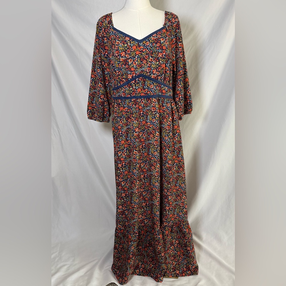 BloomChic Ditsy Floral Woven Ribbon Maxi Dress Size 12 Boho Multicolor - Picture 2 of 11